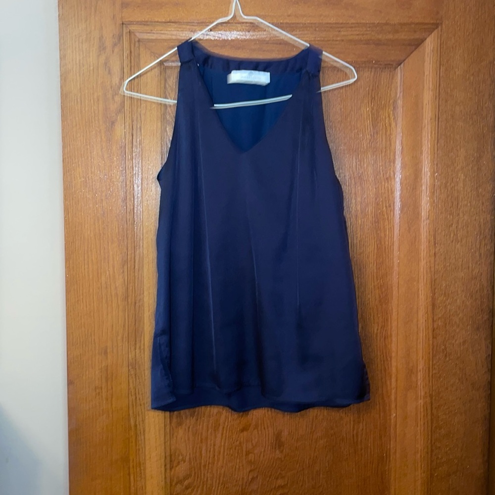Jean-Pierre Klifa navy v neck dressy tank; built-in shelf support; medium